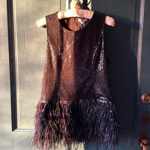 NWOT Tyler Böe Sequin Feather Sleeveless Top